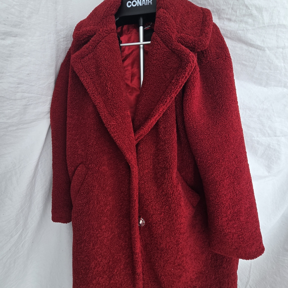 Kendall & Kylie Red Teddy Coat